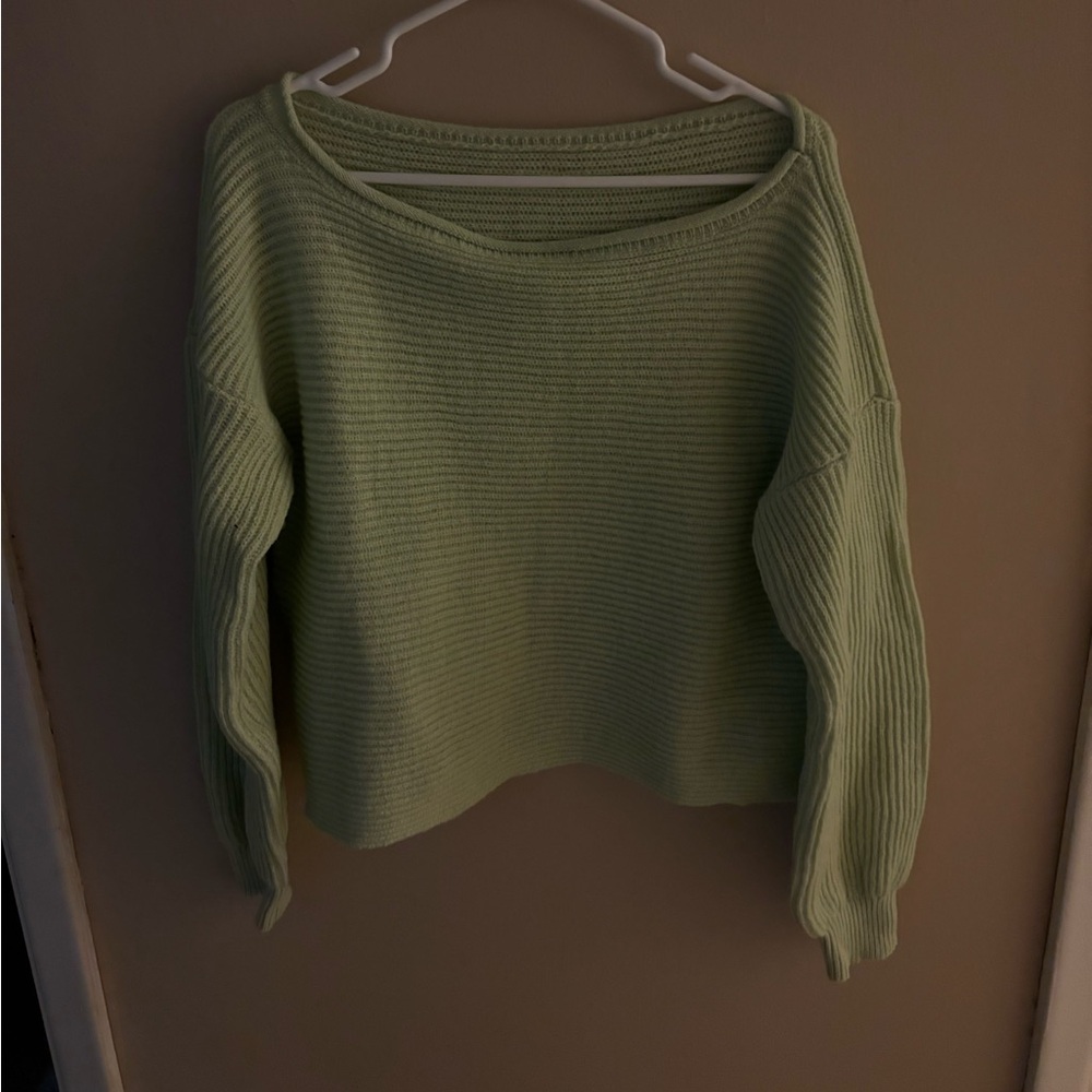 Neon green| off the shoulder sweater| shein